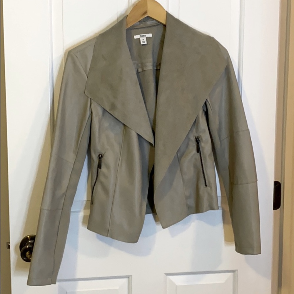 Grey leather and suede jacket